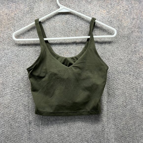 Lululemon Top Women 4 Green Nulu Fabric Crop Yoga Align V-Neck Tank Shirt - Picture 1 of 8